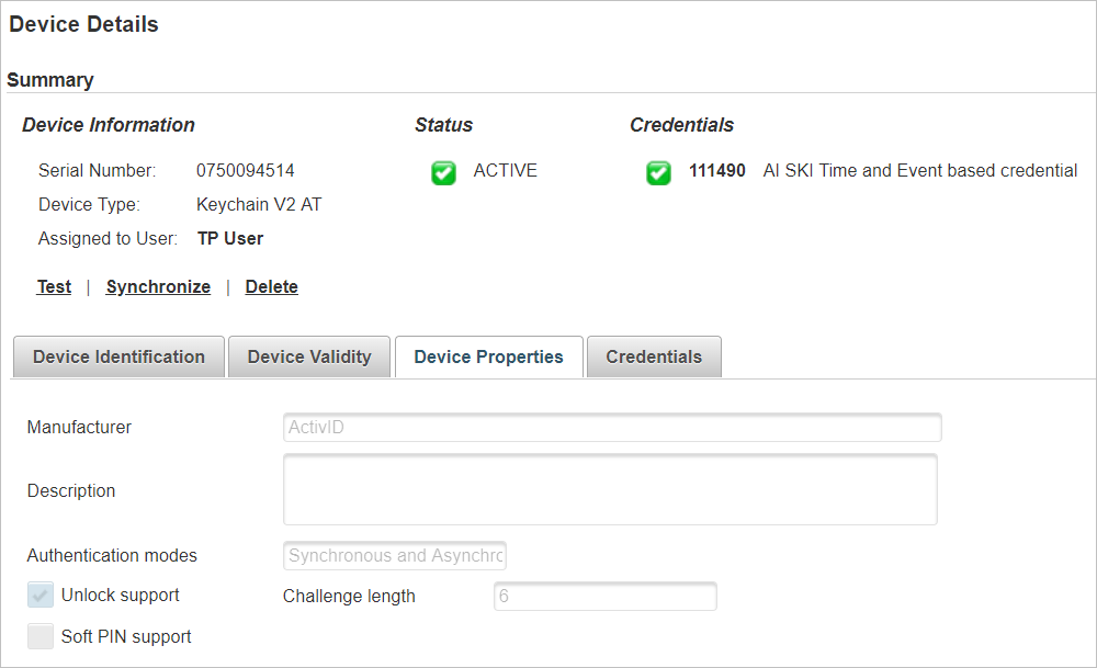 View the Device Details | ActivID AS | HID Global