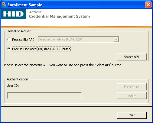 Procedure 2: Enroll the Biometric Samples | ActivID CMS | HID Global