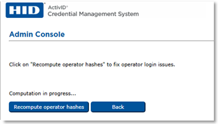 Admin Console dialog box with Computation in progress message