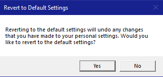 Reverting to Default Settings