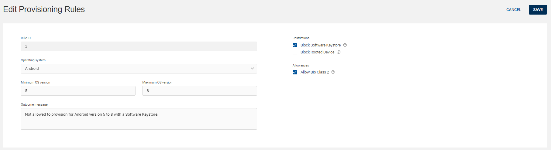 Editing Provisioning Rule