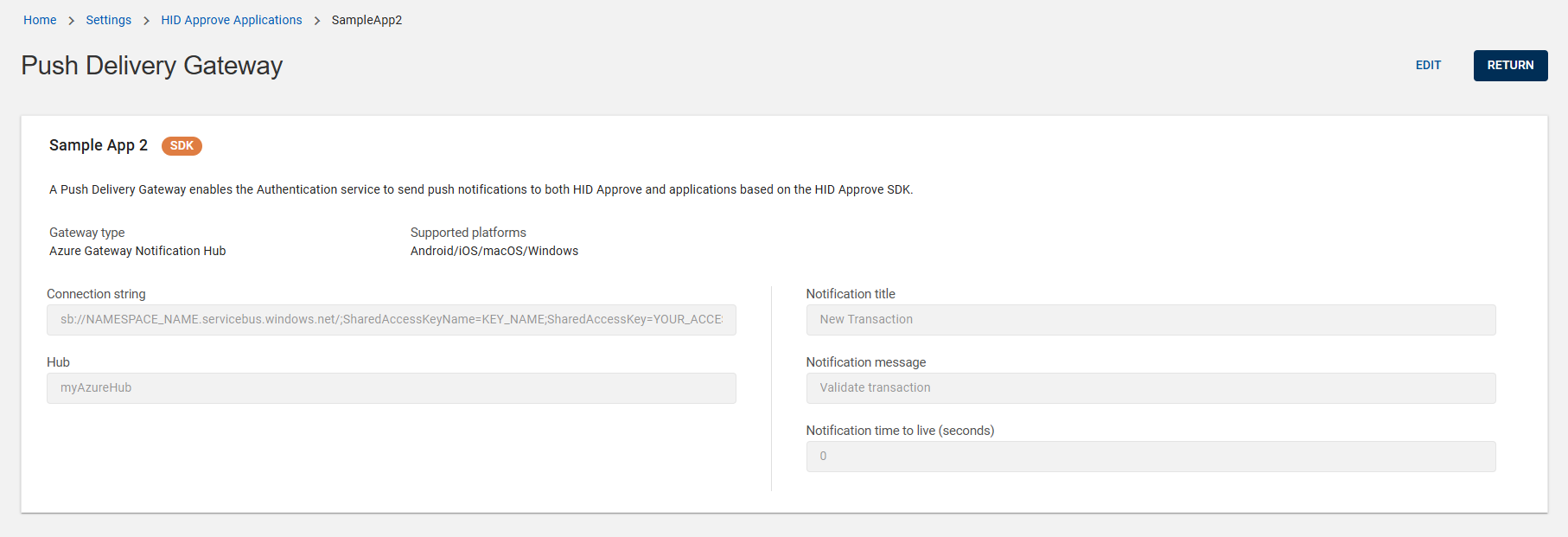 Viewing Push Delivery Gateway