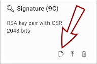 Key slot with the CSR details icon highlighted.