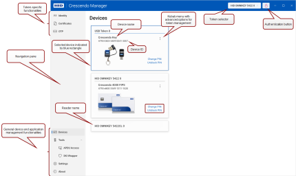 Crescendo Manager user interface elements