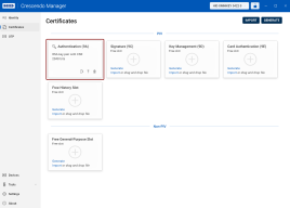 The Certificates view with the occupied slot highlighted.