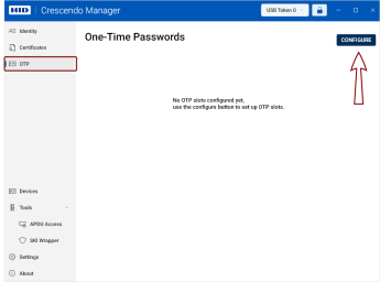 The One-Time Passwords view