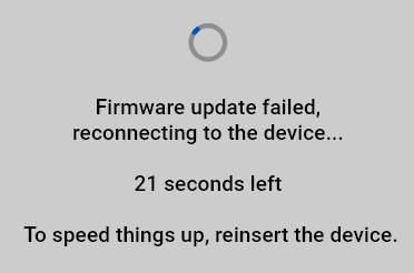 Dialog informing of a firmware update failure