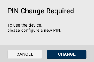 PIN Change Required dialog The PIN Change Required dialog