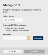 The Manage PUK dialog box