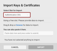 The Import Keys and Certificates dialog.