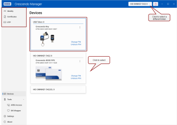 The Devices view with individual UI elements highlighted.