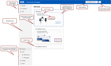 Crescendo Manager user interface elements.