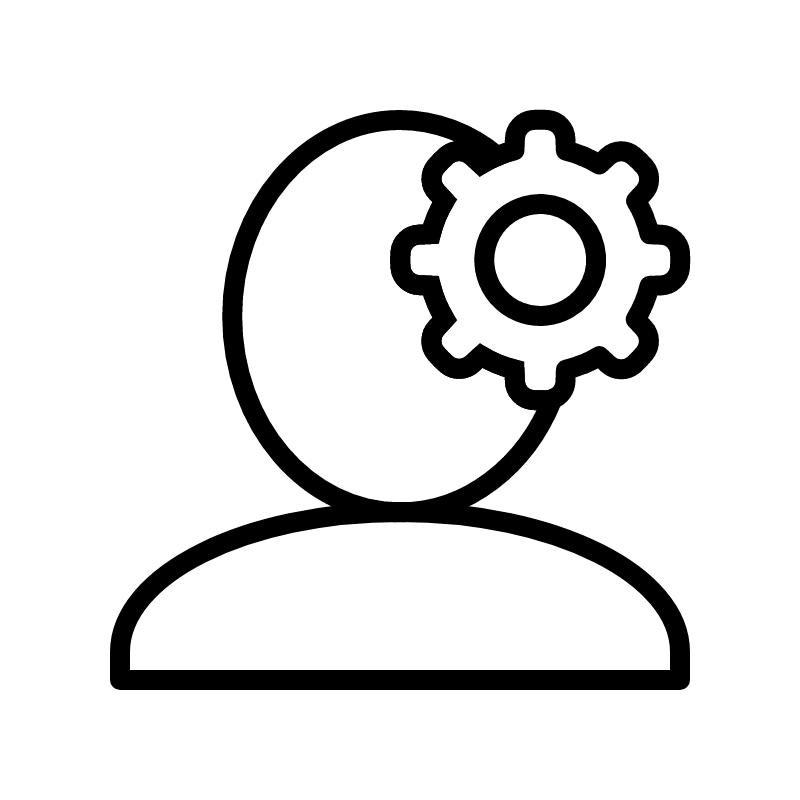 Person and cogwheel icon