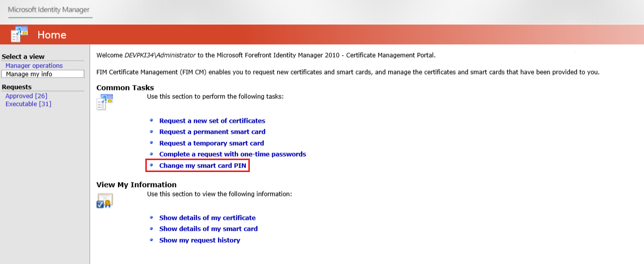 Changing the PIN Code Using Microsoft Identity Manager (MIM)