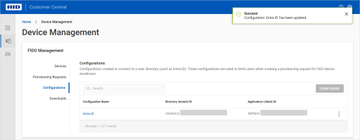 Device Management Edit configuration ok