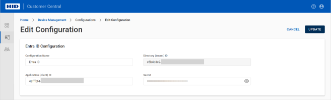 Device Management Edit configuration