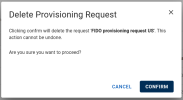 Confirm delete provisioning request