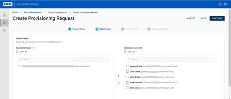 Device Management request selected users
