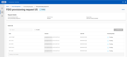Device Management request details random PINs