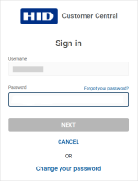 Customer Central password