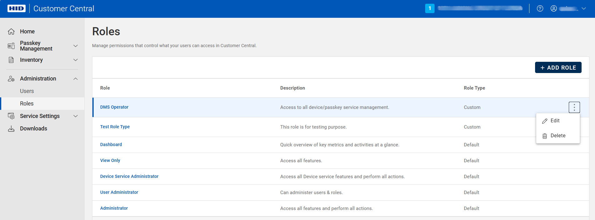 Delete a Role | Customer Central | HID Global Corporation
