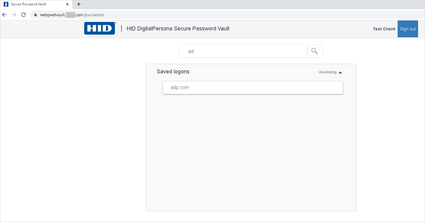 Using the Secure Password Vault | DigitalPersona AD | HID Global