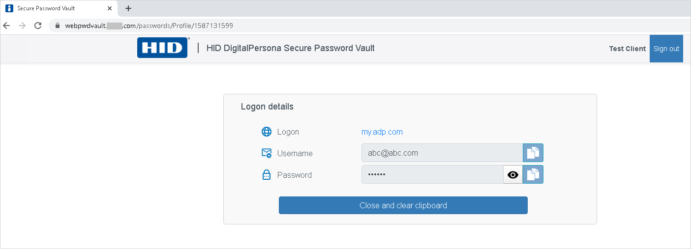 Using the Secure Password Vault | DigitalPersona AD | HID Global
