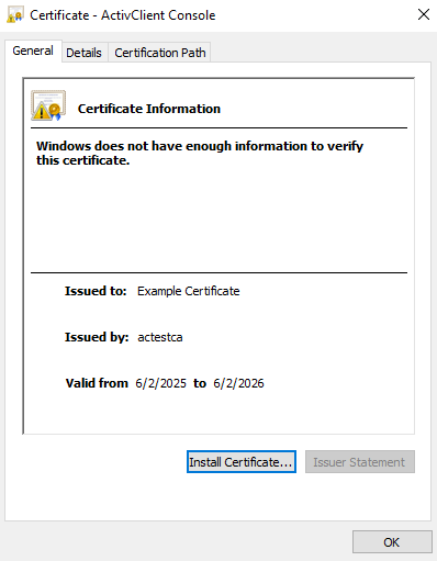 Windows Certificate Information dialog Native Windows Certificate dialog