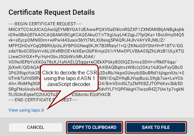 CSR details dialog