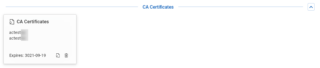 Screenshot of the CA Certificates section in the Certificates view