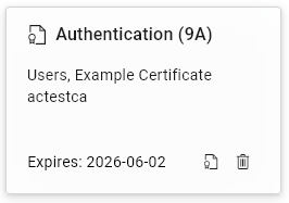 Slot tile in the Certificates view