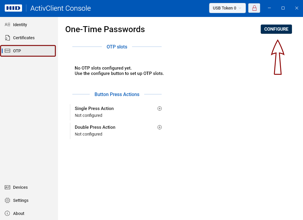 The One-Time Passwords view