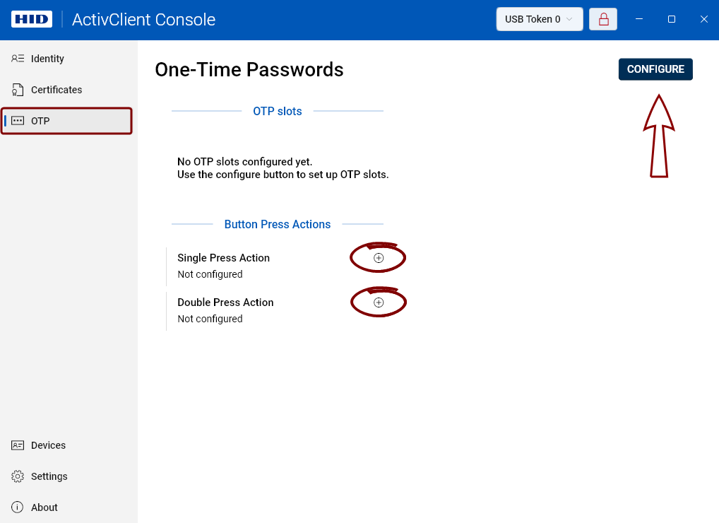 The One-Time Passwords view