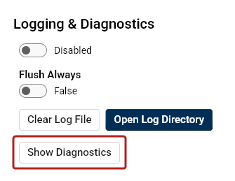 The Show Diagnostics button