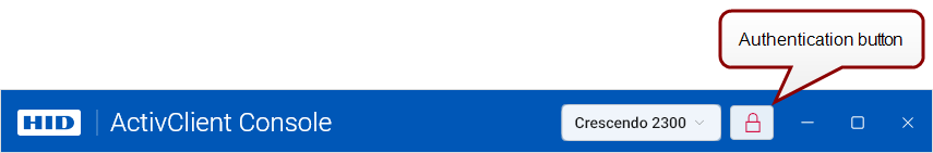 The title bar with the authentication button highlighted.
