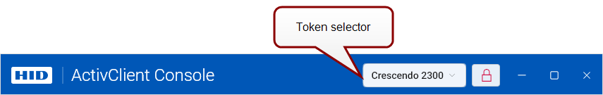 Title bar with a bubble indicating the Token Selector.