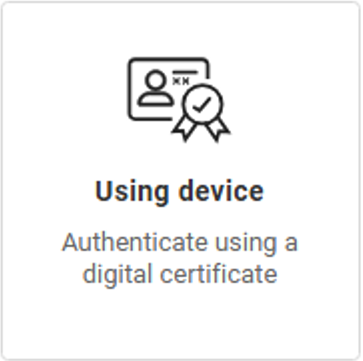 Close up of Using device button from HID CMS Self-Service log in screen