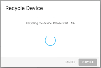 Recycle Device dialog box with recycle operation in progress