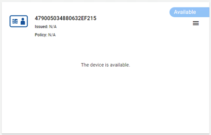 Device tile for a device whose status is Available, with a menu icon available in the top right corner