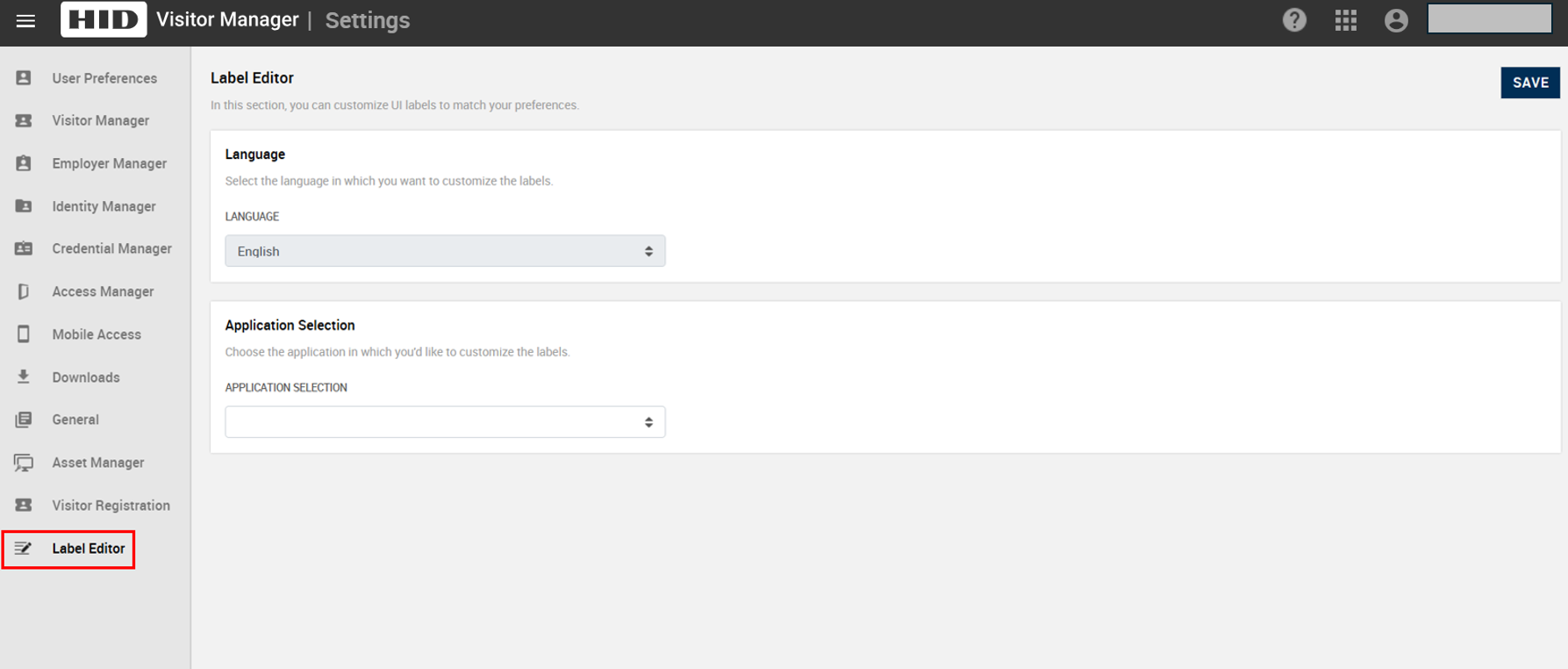 Customizing Labels in HID Visitor Manager