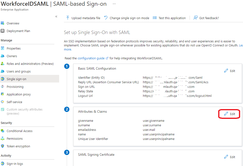 Enable SAML Authentication in Azure AD