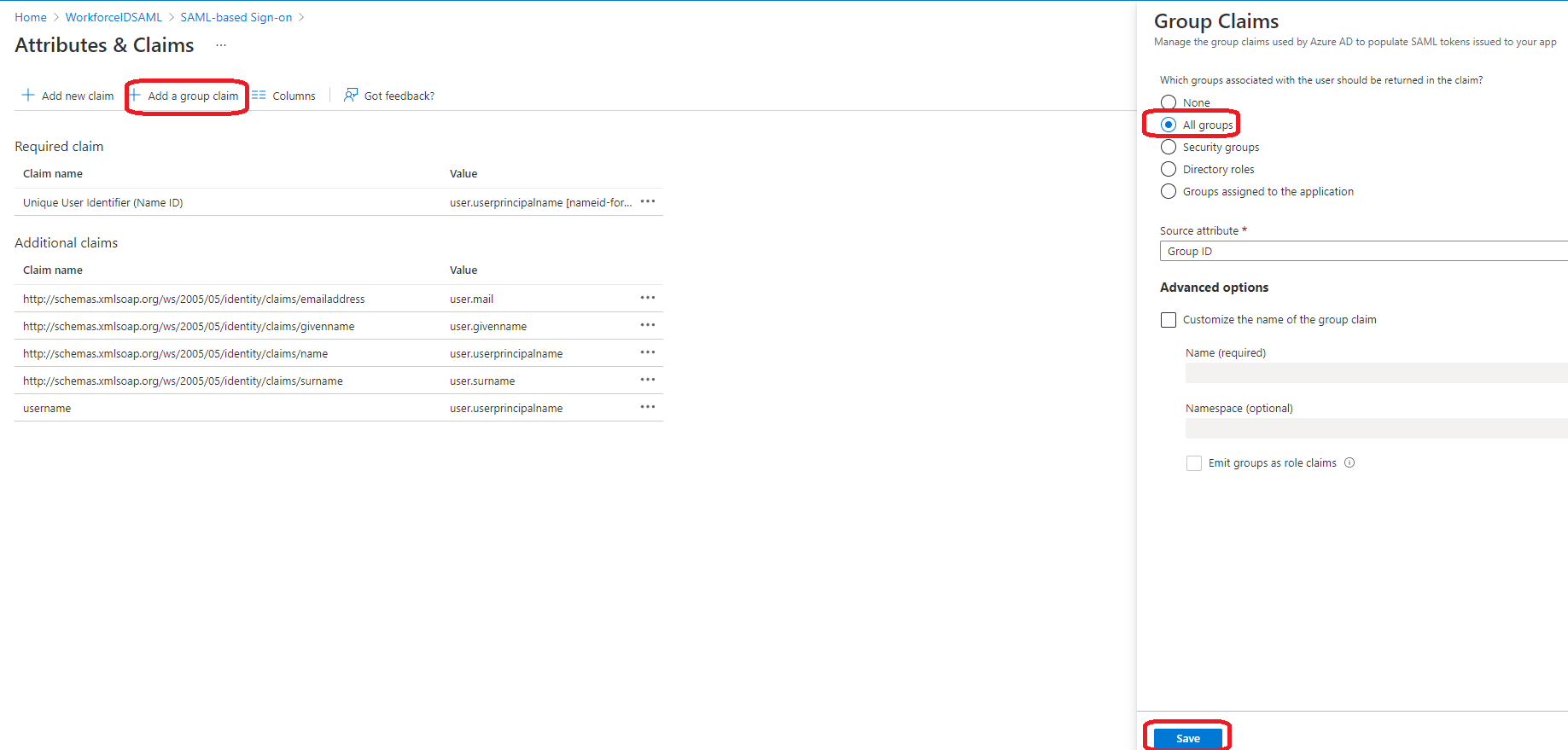 Enable SAML Authentication in Azure AD