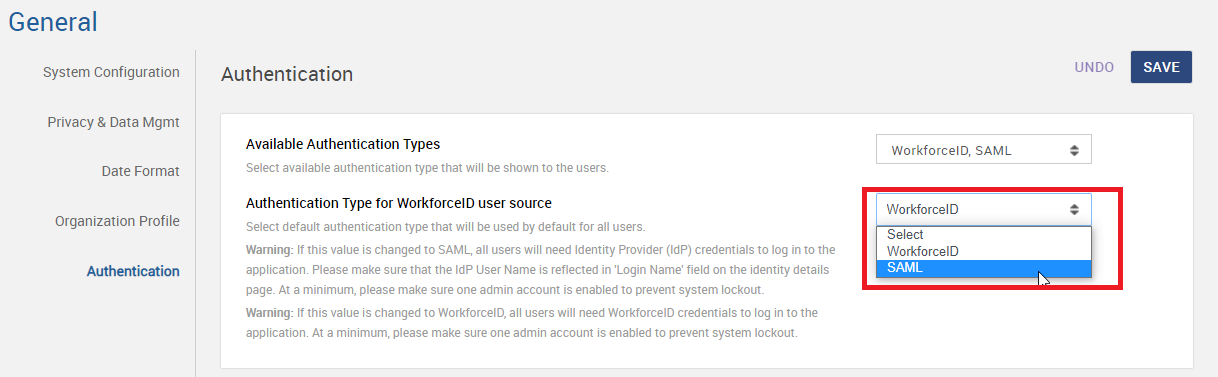 Complete SAML Configuration in WorkforceID