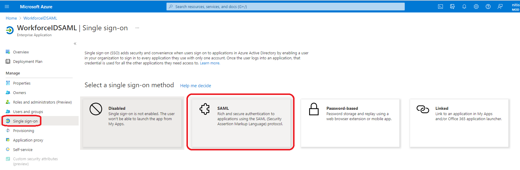 Enable SAML Authentication in Azure AD