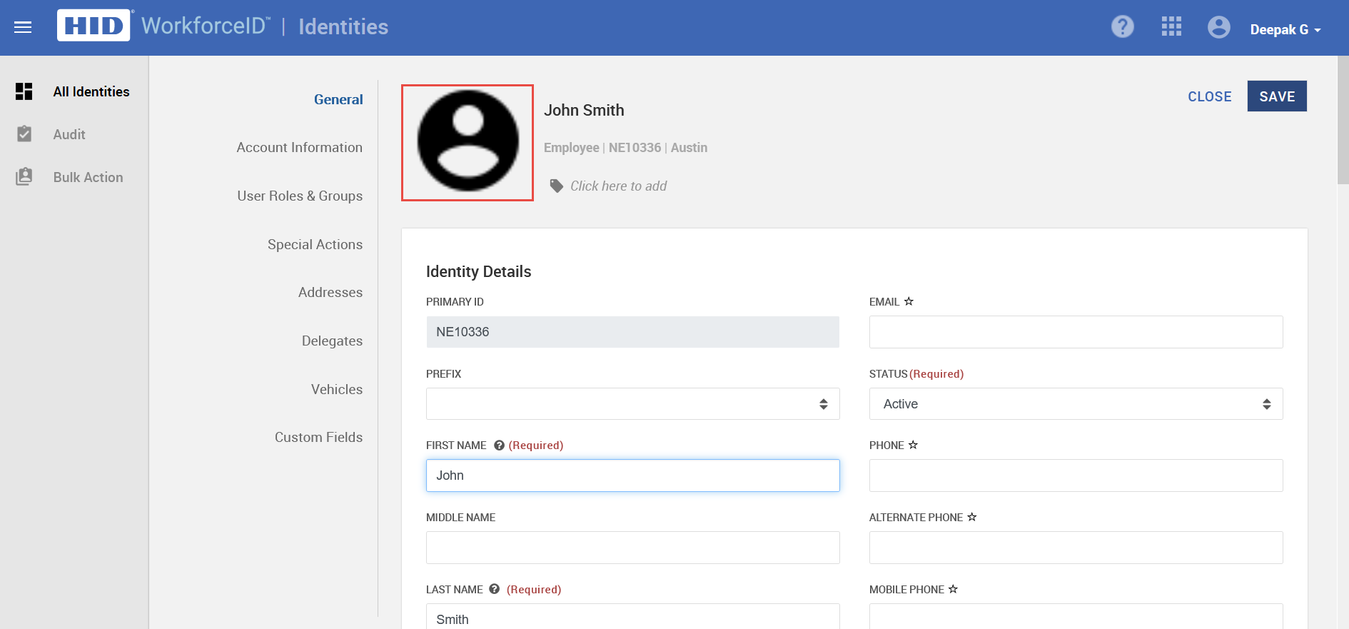 Capture/Upload Identity's photo