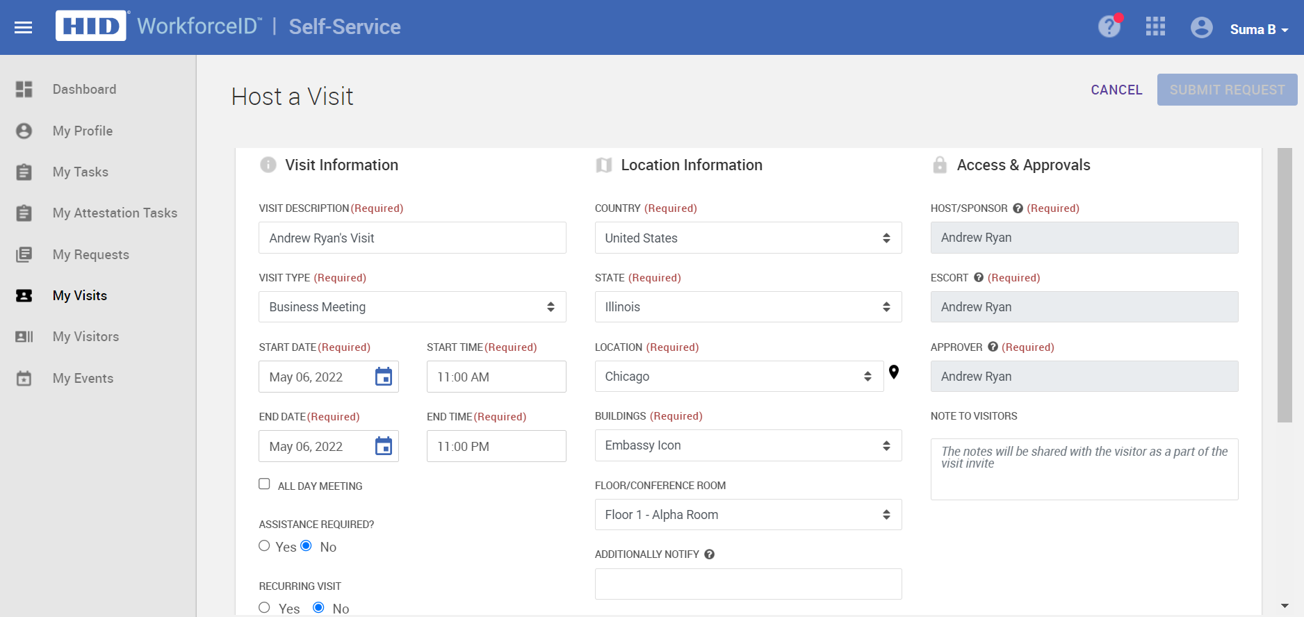 Host a Visit page