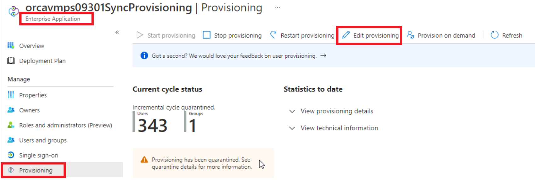 Edit Provisioning