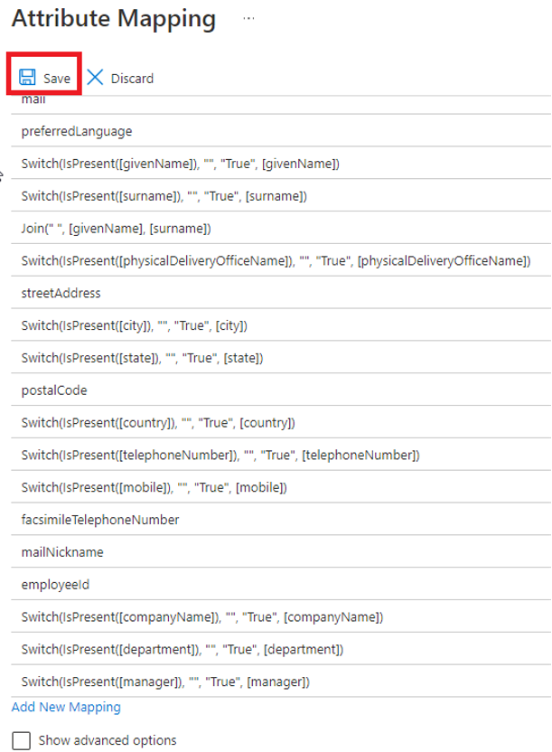 Save mapping attributes