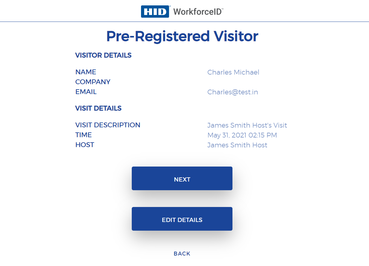 Preregistered Visit details