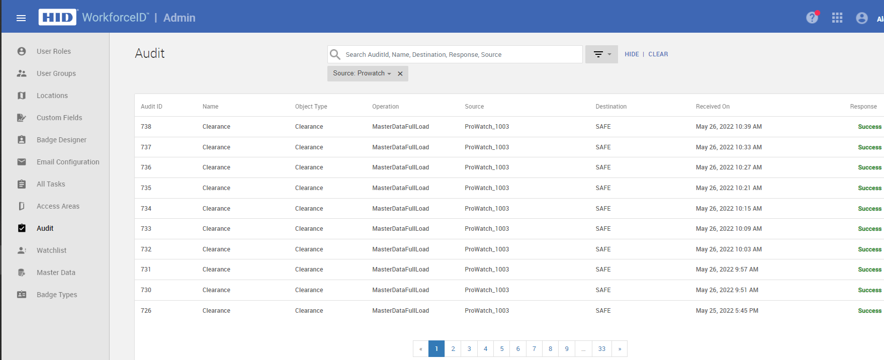 Master Data Import for Access Area